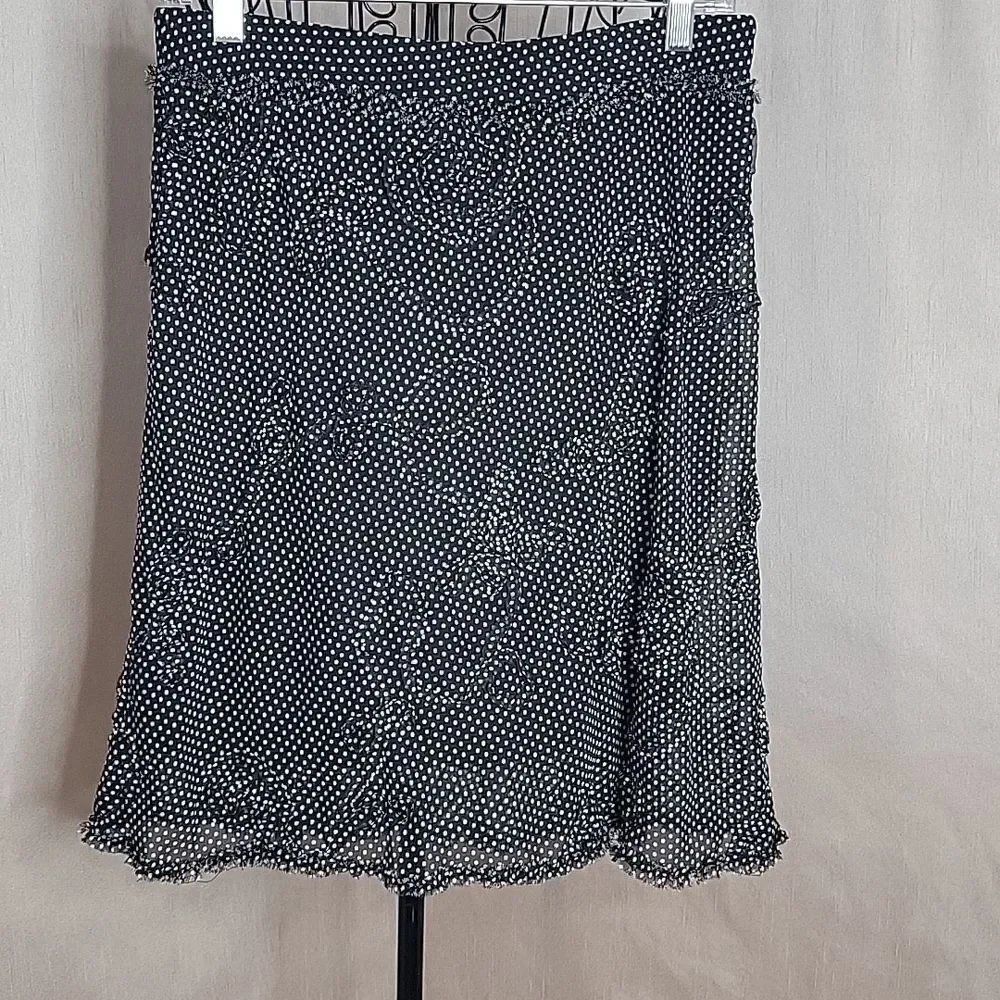 SOPHIE MAX Black and White‎ Polka Dotted Floral Circle Skirt Small